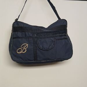 Shoulder Travel Vintage Bag with Embroidered Initial B Monogram